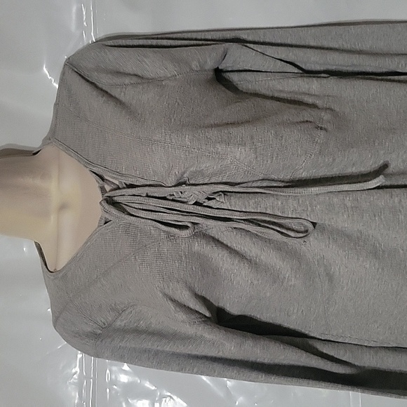 UMGEE Ribbed Knit lace-up Long Sleeve top L Sexy Lightweight Grey Casual Summer - Picture 3 of 8